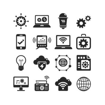 Technology Icon Set Illustration for Documents, Websites and Mobile Applications vector