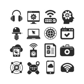 Technology Icon Set Illustration for Documents, Websites and Mobile Applications vector