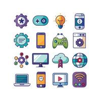 Technology Icon Set Illustration for Documents, Websites and Mobile Applications vector