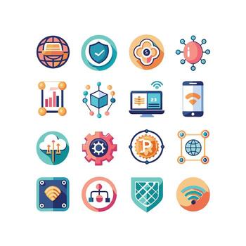 Technology Icon Set Illustration for Documents, Websites and Mobile Applications vector