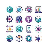 Technology Icon Set Illustration for Documents, Websites and Mobile Applications vector