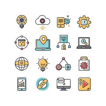 Technology Icon Set Illustration for Documents, Websites and Mobile Applications vector