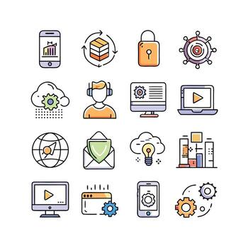 Technology Icon Set Illustration for Documents, Websites and Mobile Applications vector