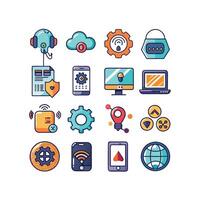 Technology Icon Set Illustration for Documents, Websites and Mobile Applications vector