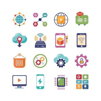 Technology Icon Set Illustration for Documents, Websites and Mobile Applications vector