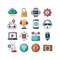 Technology Icon Set Illustration for Documents, Websites and Mobile Applications vector
