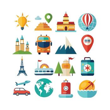 Travel Icon Set Collection for Documents, Websites and Mobile Applications vector
