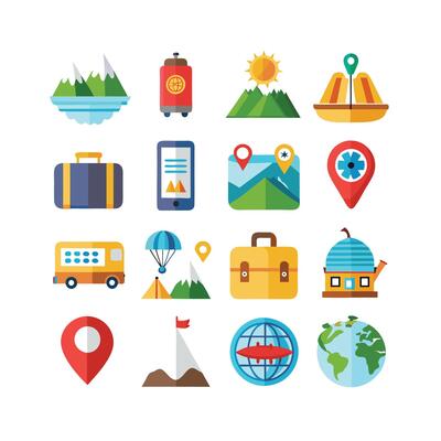 Travel Icon Set Collection for Documents, Websites and Mobile Applications