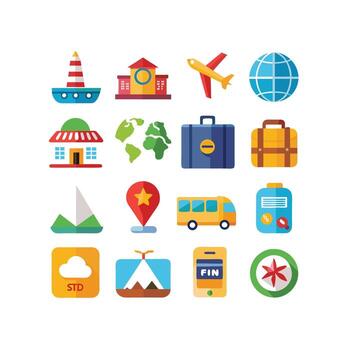 Travel Icon Set Collection for Documents, Websites and Mobile Applications vector