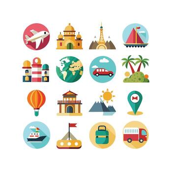 Travel Icon Set Collection for Documents, Websites and Mobile Applications vector
