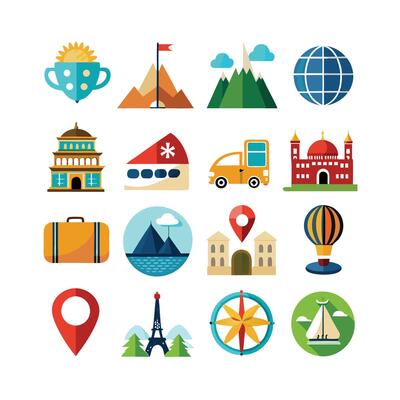 Travel Icon Set Collection for Documents, Websites and Mobile Applications