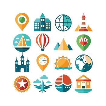 Travel Icon Set Collection for Documents, Websites and Mobile Applications vector