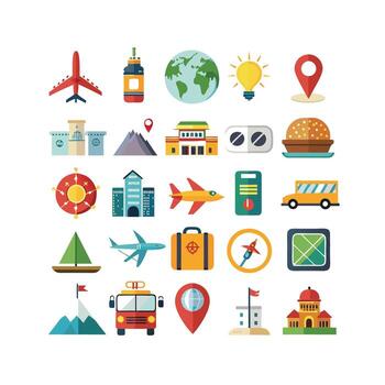 Travel Icon Set Collection for Documents, Websites and Mobile Applications vector