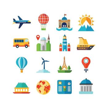 Travel Icon Set Collection for Documents, Websites and Mobile Applications vector