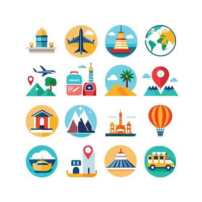 Travel Icon Set Collection for Documents, Websites and Mobile Applications