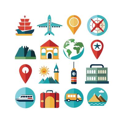 Travel Icon Set Collection for Documents, Websites and Mobile Applications