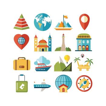 Travel Icon Set Collection for Documents, Websites and Mobile Applications vector