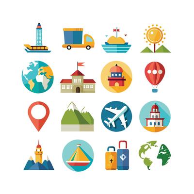 Travel Icon Set Collection for Documents, Websites and Mobile Applications
