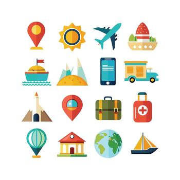 Travel Icon Set Collection for Documents, Websites and Mobile Applications vector