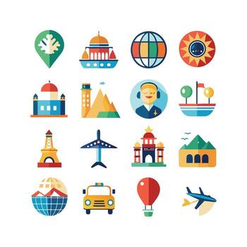 Travel Icon Set Collection for Documents, Websites and Mobile Applications vector