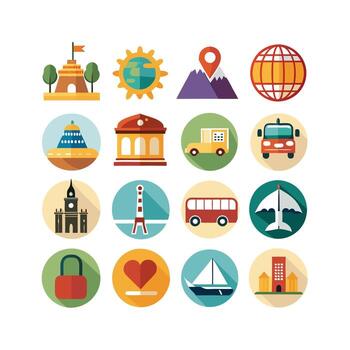 Travel Icon Set Collection for Documents, Websites and Mobile Applications vector