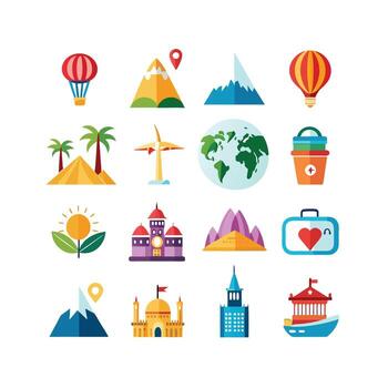 Travel Icon Set Collection for Documents, Websites and Mobile Applications vector