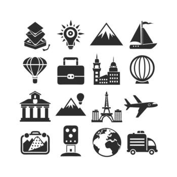 Travel Icon Set Collection for Documents, Websites and Mobile Applications vector