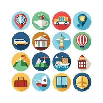 Travel Icon Set Collection for Documents, Websites and Mobile Applications vector