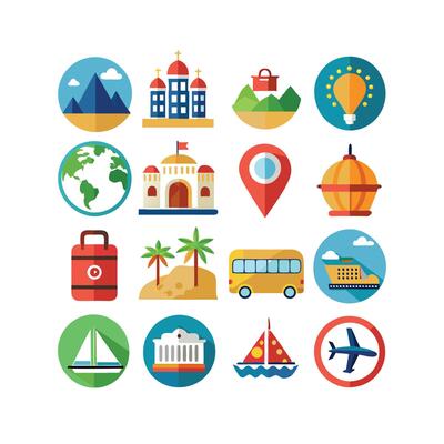 Travel Icon Set Collection for Documents, Websites and Mobile Applications