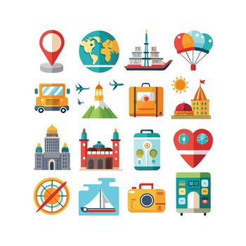 Travel Icon Set Collection for Documents, Websites and Mobile Applications vector
