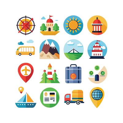 Travel Icon Set Collection for Documents, Websites and Mobile Applications