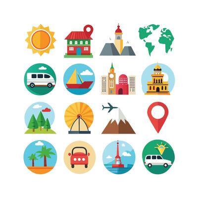 Travel Icon Set Collection for Documents, Websites and Mobile Applications