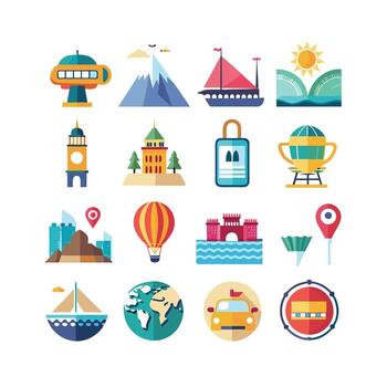 Travel Icon Set Collection for Documents, Websites and Mobile Applications vector