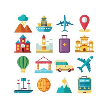 Travel Icon Set Collection for Documents, Websites and Mobile Applications vector