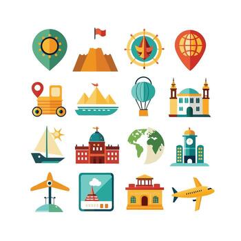 Travel Icon Set Collection for Documents, Websites and Mobile Applications vector