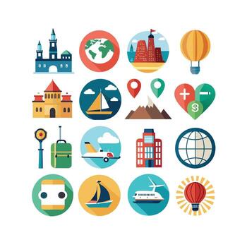Travel Icon Set Collection for Documents, Websites and Mobile Applications vector