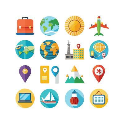Travel Icon Set Collection for Documents, Websites and Mobile Applications