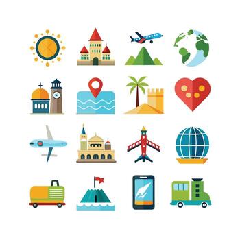 Travel Icon Set Collection for Documents, Websites and Mobile Applications vector