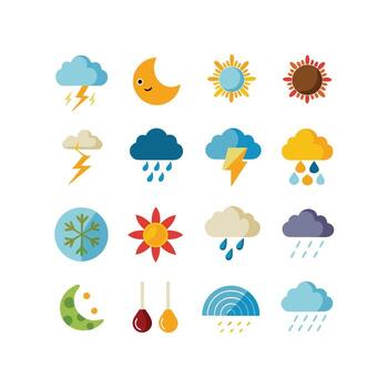 Weather Icon Set Collection for Websites and Mobile Applications vector