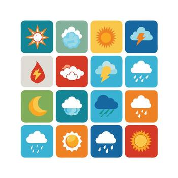 Weather Icon Set Collection for Websites and Mobile Applications vector