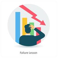 Failure Lesson and downfall icon concept vector
