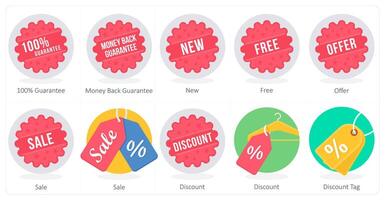 A set of 10 Shopping icons as guarantee, money back guarantee, new vector