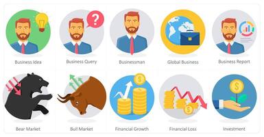 A set of 10 Business icons as business idea, business query, businessman vector