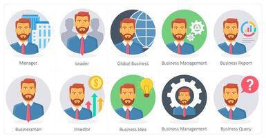 A set of 10 Business icons as manager, leader, global business vector