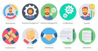 A set of 10 Business icons as businessman, business management, configuration vector