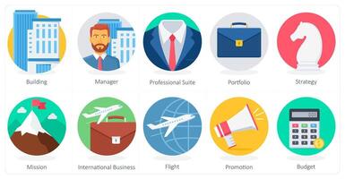 A set of 10 Business icons as building, manager, professional suite vector
