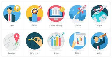 A set of 10 Business icons as telescope, binocular, laboratory vector