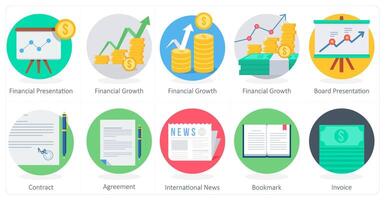 A set of 10 Business icons as financial presentation, financial growth, board presentation vector