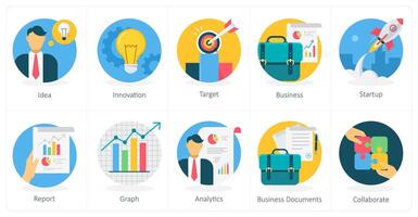 A set of 10 Business icons as businessman, business query, business idea vector