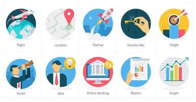 A set of 10 Business icons as globe, business portfolio, global business vector